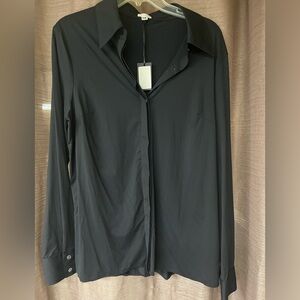 Luxe Black Button-Up Dress Shirt Womens